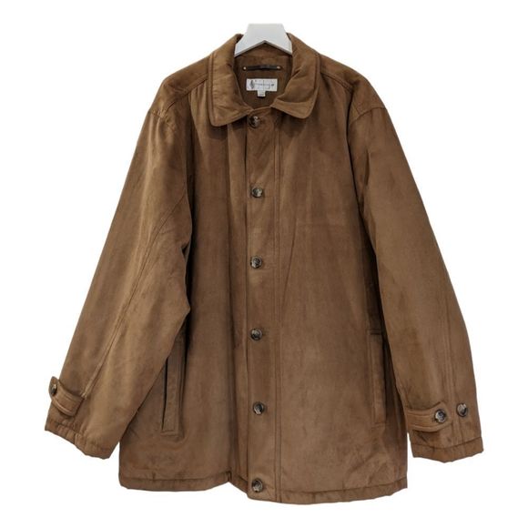 Cutter & Buck Other - Cutter & Buck Men's Camel Tan Faux Suede Button & Zip Up Jacket Size XXL